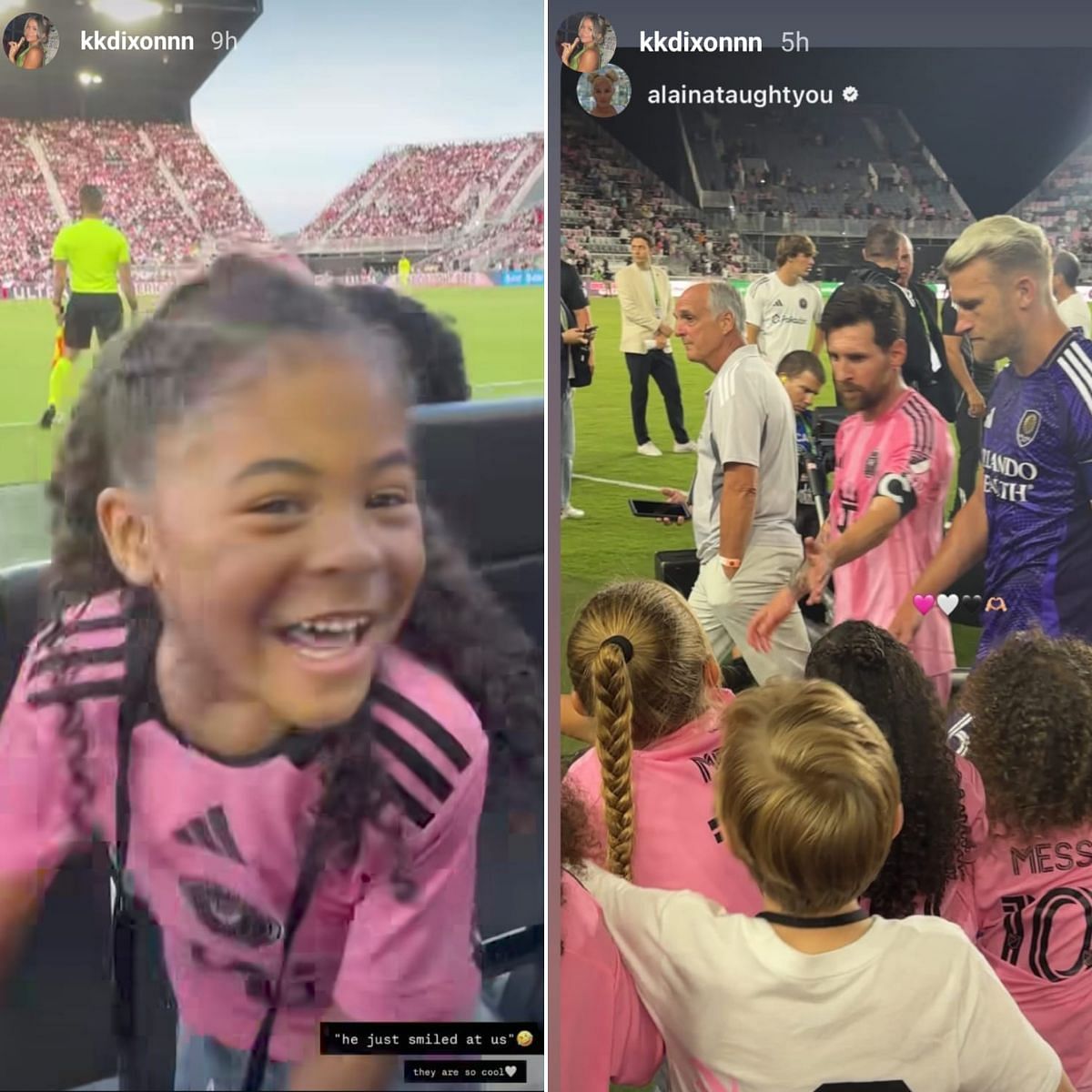 KK Dixon's Instagram stories from Lionel Messi's game
